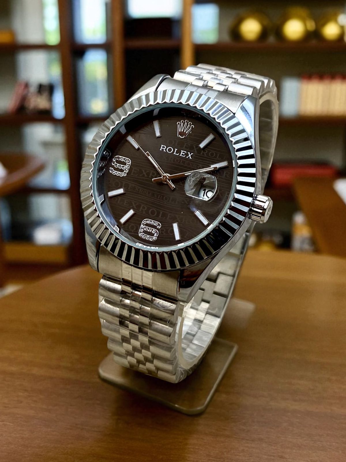 RLX FONT & DATE - SILVER & BLACK (FLUTED BEZEL) - IW_378668