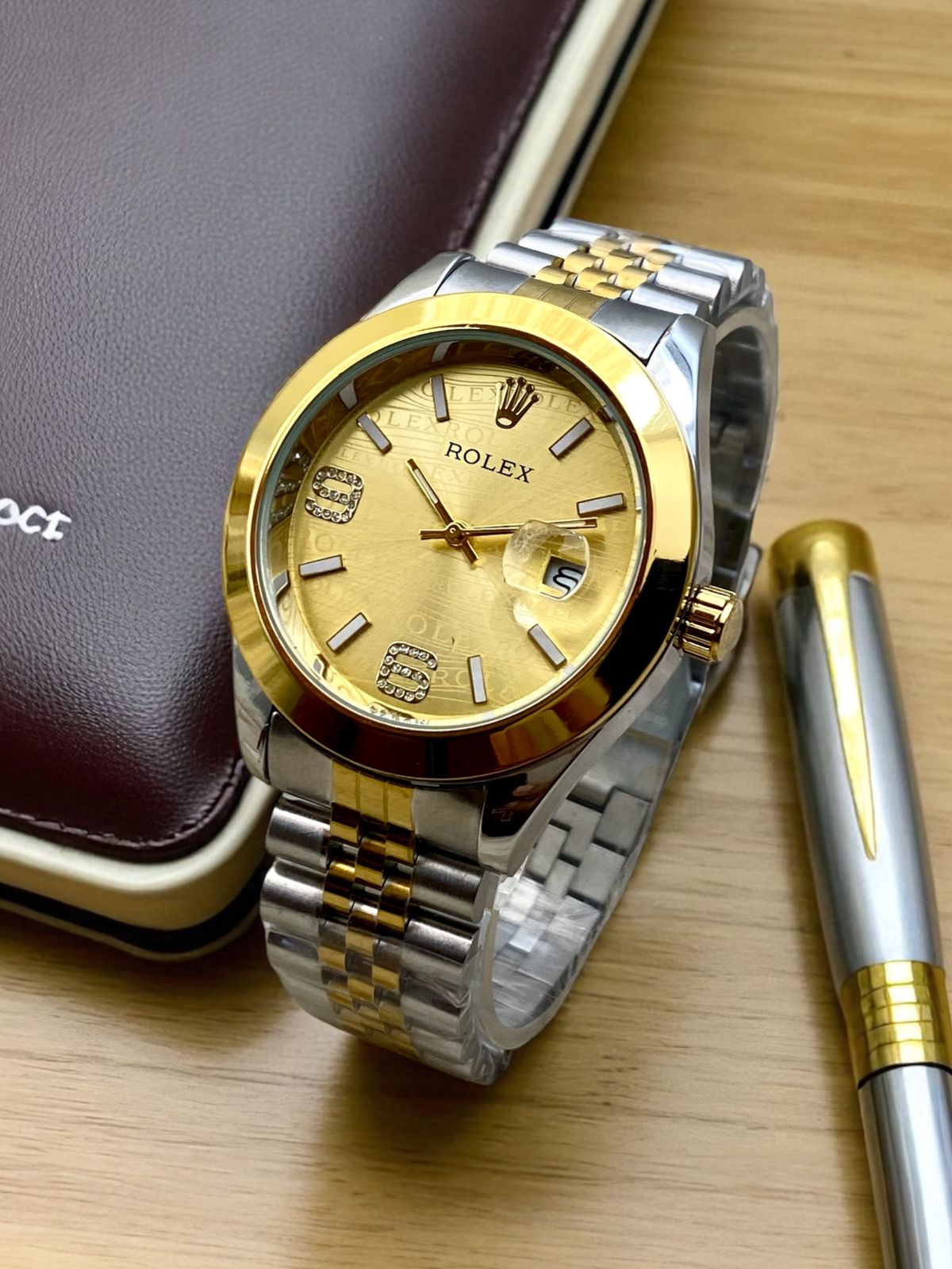 RLX FONT & DATE - SILVER GOLDEN & GOLDEN (PLAIN BEZEL) - IW_378668-9