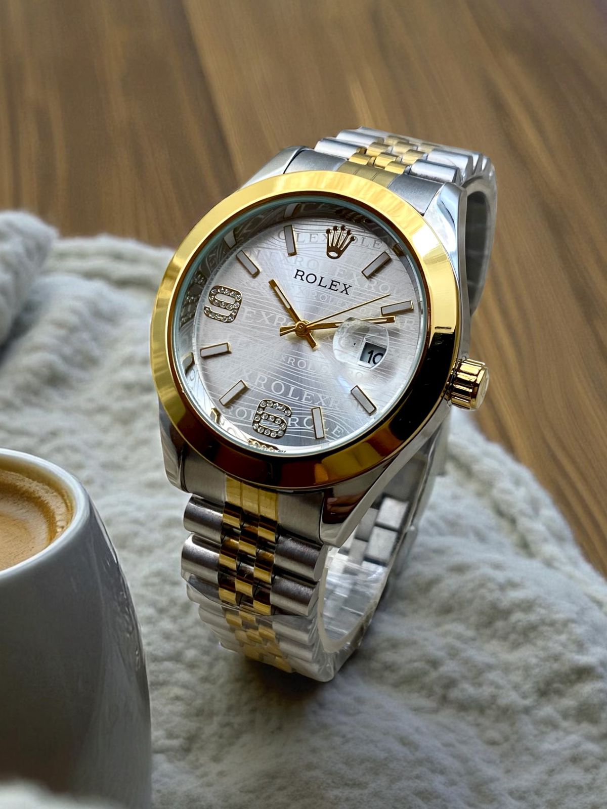 RLX FONT & DATE - SILVER GOLDEN & GREY (PLAIN BEZEL) - IW_378668-2