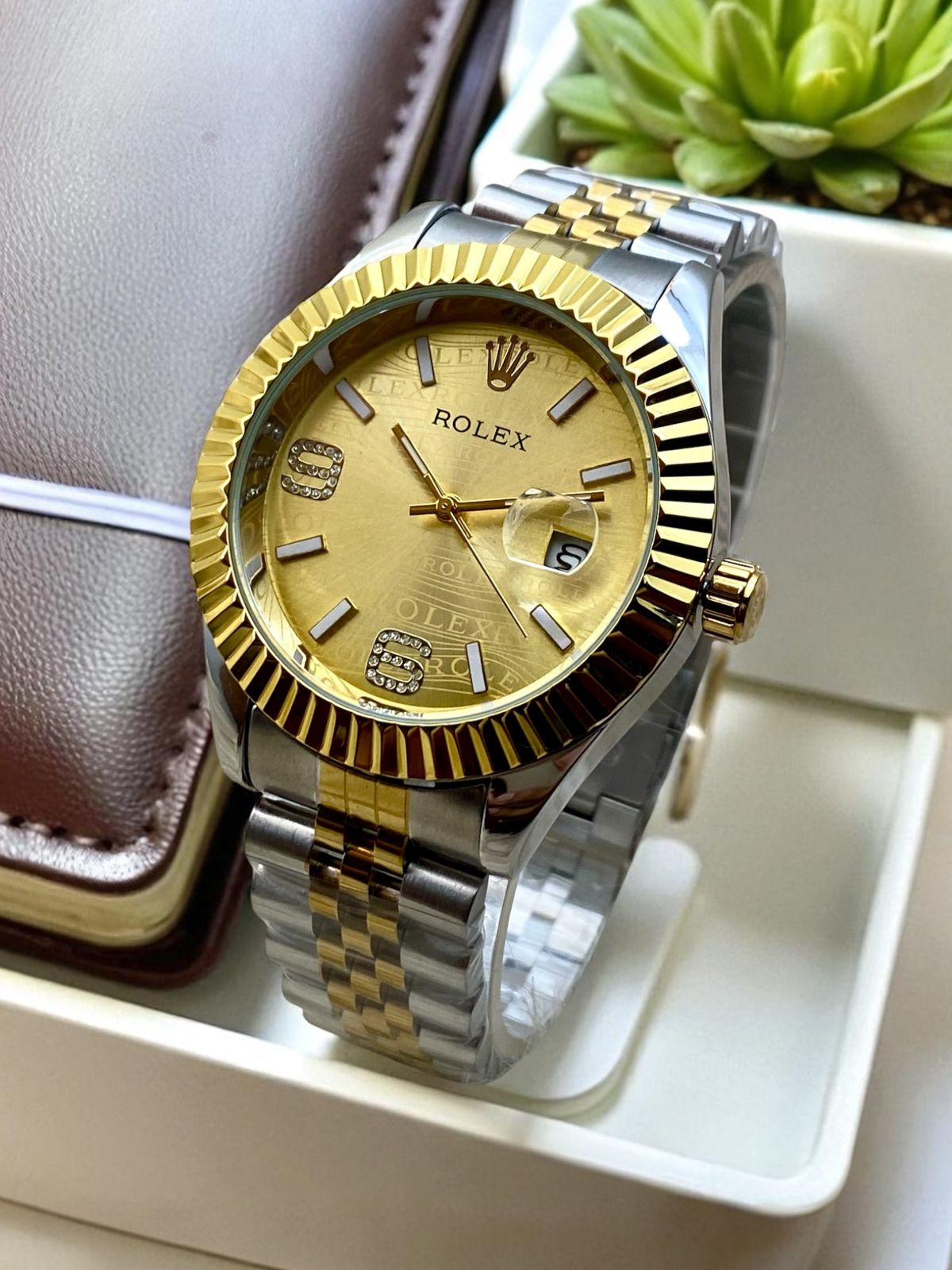 RLX FONT & DATE - SILVER GOLDEN & GOLDEN (FLUTED BEZEL) - IW_378668-1