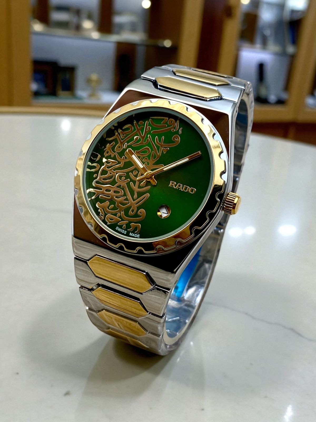 RADO ARABIC TEXTURE ROUND BAZEL - SILVER GOLDEN & GREEN - IW_431994-11
